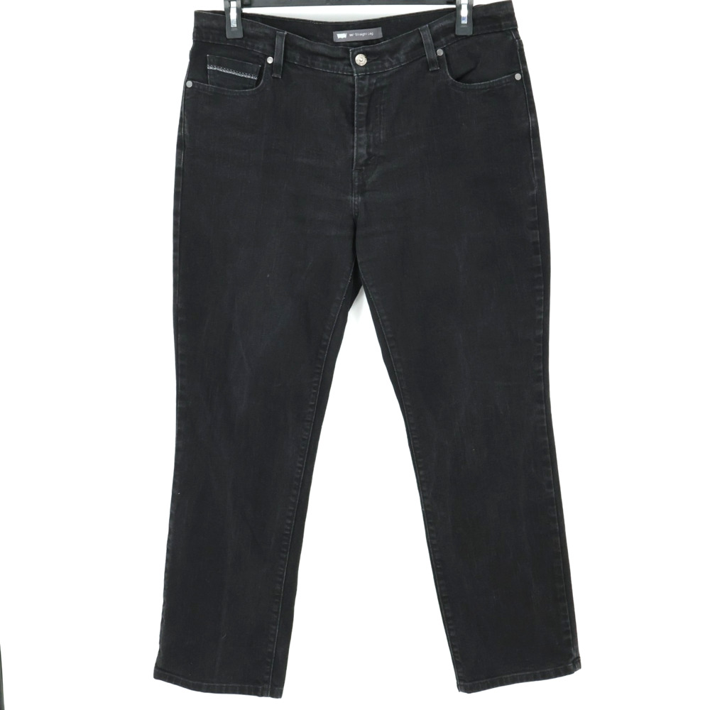 Levis Jeans Womens 33 Waist Black Stretch Cotton 505 Straight Leg Denim Preppy